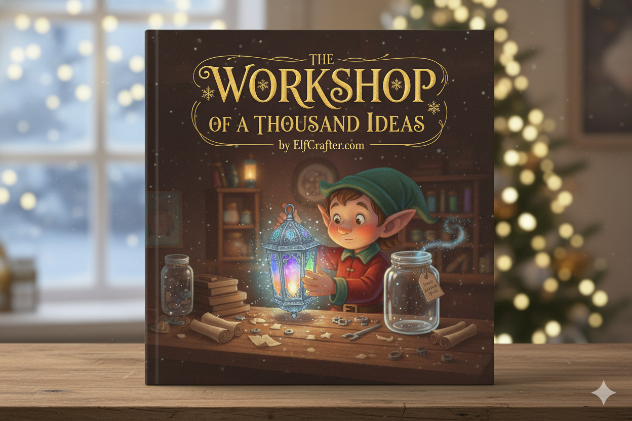 The Workshop of a Thousand Ideas - Christmas storybook cover featuring magical elf adventures